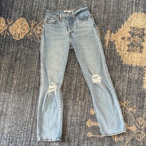 Levi's Light Blue Ripped Straight Leg Jeans